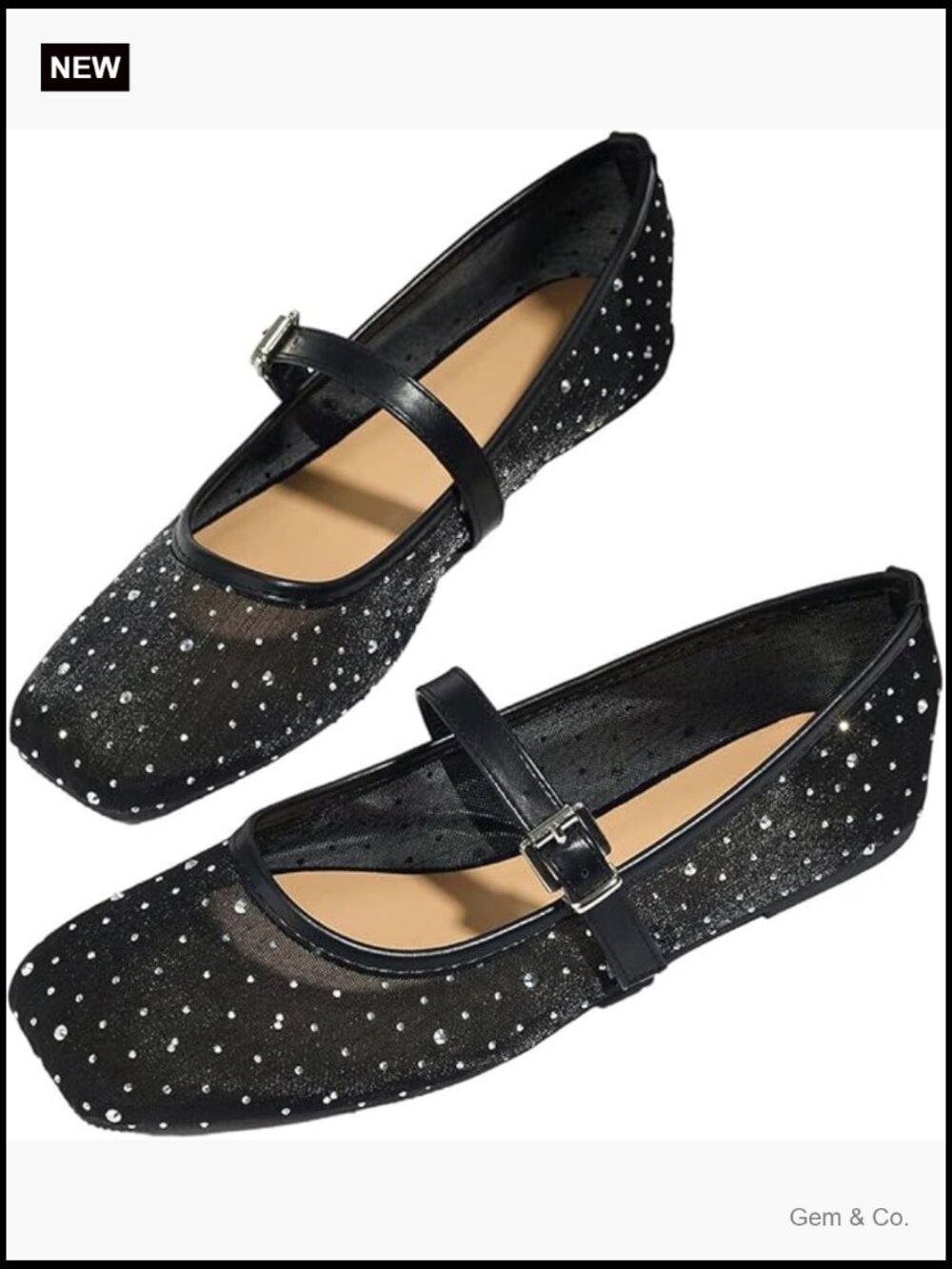Lace Mesh Ballet Flats Square Closed Toe Dressy Summer Flats Shoes